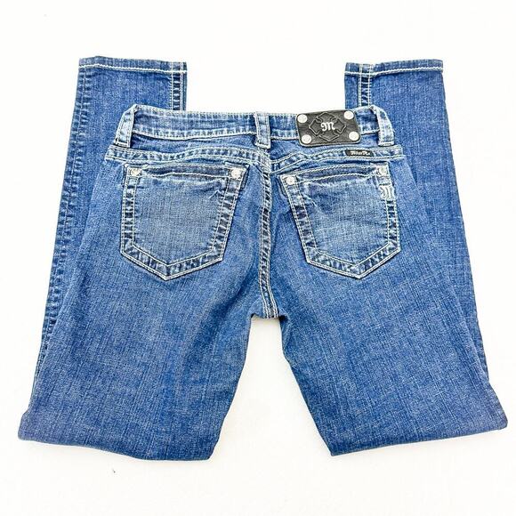 Miss Me Signature Ankle Skinny Dark Wash Denim Jeans Contrast Stitch Size 28 - Picture 5 of 8